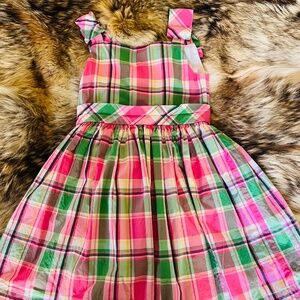 Janie and Jack Pink & Green Plaid Gingham Dress Size 6